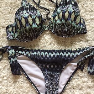 Blue Pattered Bikini Set